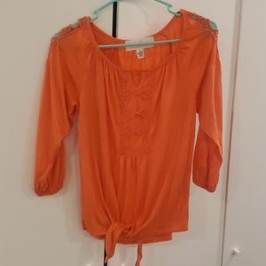 FRENCH LAUNDRY 3/4 SLEEVE ORANGE TOP SIZE SMALL